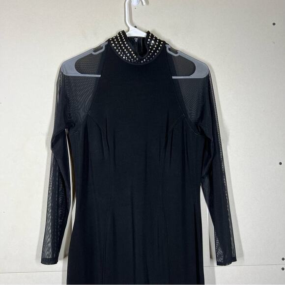 Vintage Tadashi Shoji Floor Length Mesh Rhinestone Dress Size Medium PETITE - Picture 8 of 15